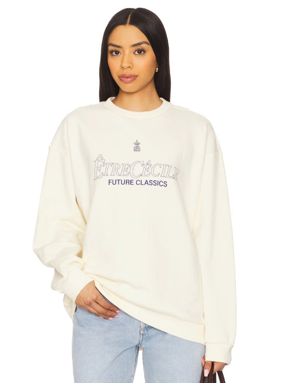 NEW etre cecile Future Classics Boyfriend Sweatshirt Ecru Cream White Crewneck S